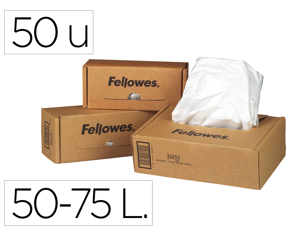 BOLSA DE RESIDUOS FELLOWES PARA DESTRUCTORA DE DOCUMENTOSCAJA CON 50 UND. PARA PS220 220C/320/320CC