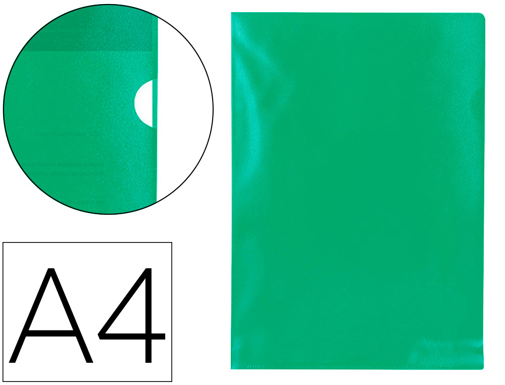 CARPETA DOSSIER UERO PLASTICO Q-CONNECT DIN A4 120 MICRAS VERDE CAJA DE 100 UNIDADES